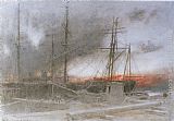 Albert Goodwin Canvas Paintings - The Shipbreakers Yard